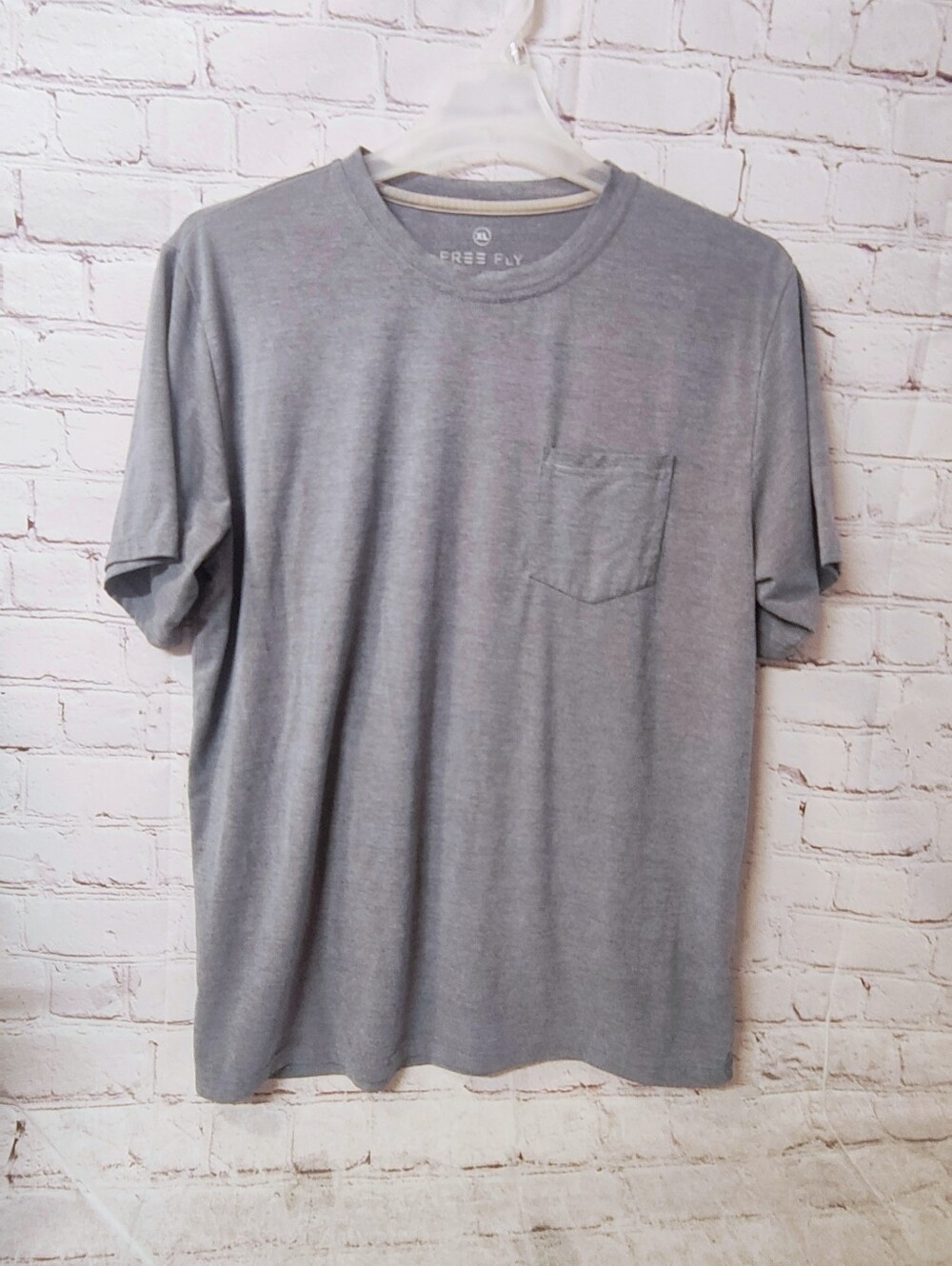 Free Fly Mens Bamboo Viscose Flex Blue Heather Deep Water Pocket Tee XL Shirt